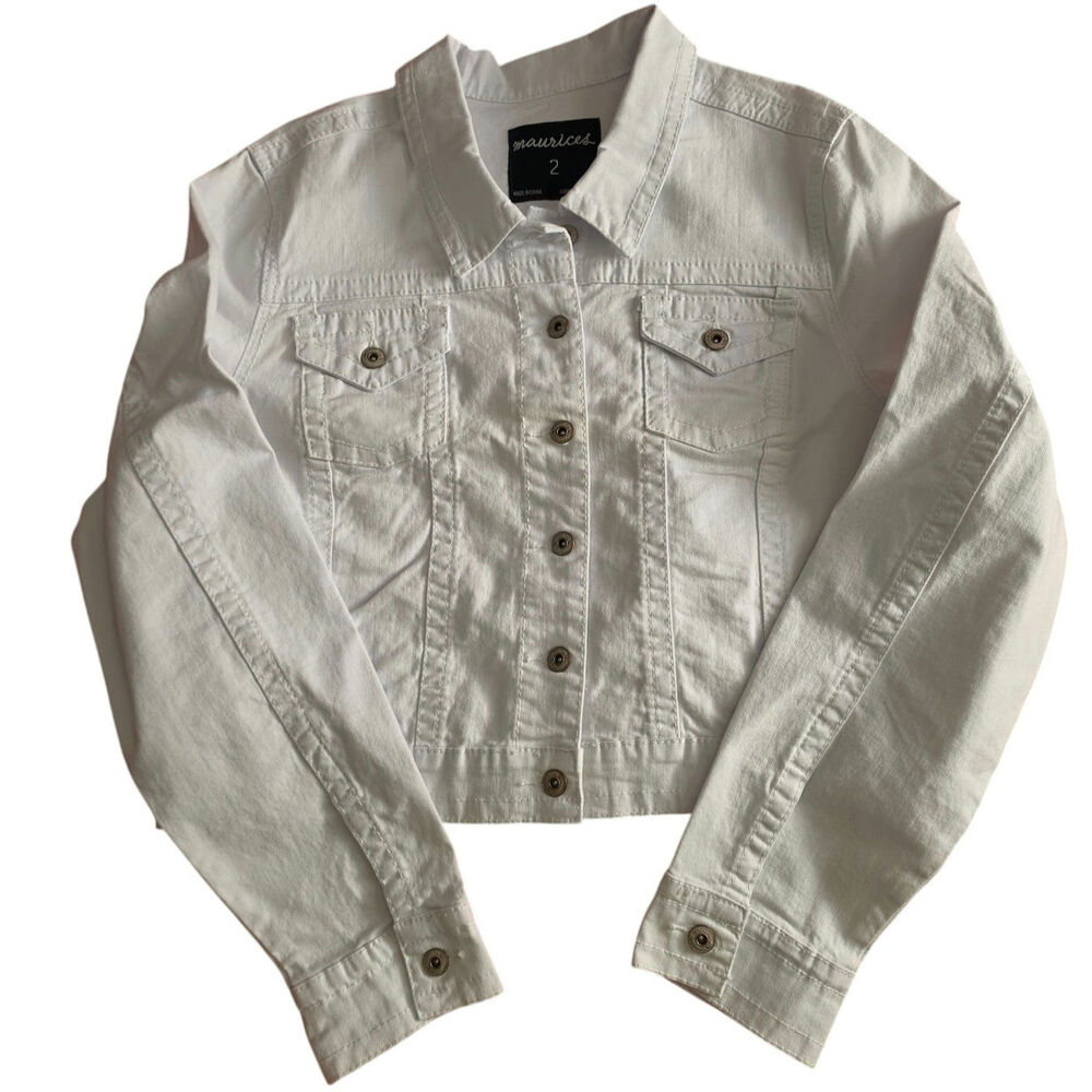 Maurices NWT Cropped White Denim Jean Jacket – Size 2 (2XL)